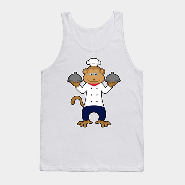 Monkey as Cook with Serving plates Tank Top by Markus Schnabel